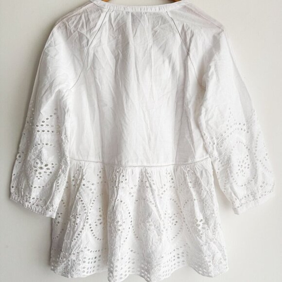 Hatley White Cotton Eyelet Detail Boho top Organic Cotton XS made in India XS - Picture 6 of 7